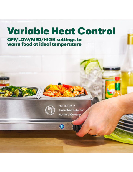 Servidor Buffet Eléctrico BELLA 3 Recipientes 1.5L Acero Inoxidable