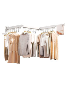 Perchero de Ropa Plegable ZdwCyl Montado en Pared 100kg Blanco