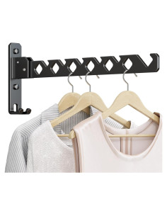 Perchero de Ropa Plegable Dancrul Negro Montado en Pared