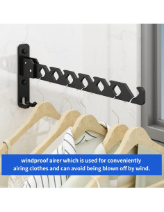 Perchero de Ropa Plegable Dancrul Negro Montado en Pared 2