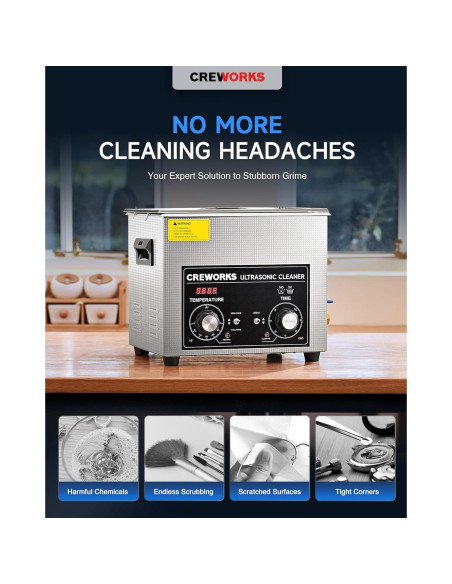 Limpia Ultrasonido CREWORKS 10L con Calentador y Temporizador