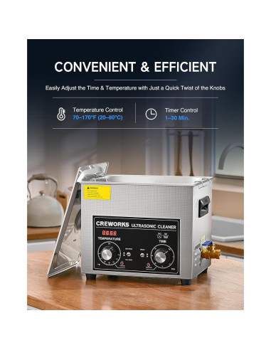 Limpia Ultrasonido CREWORKS 10L con Calentador y Temporizador