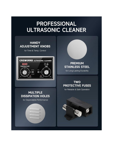 Limpia Ultrasonido CREWORKS 10L con Calentador y Temporizador