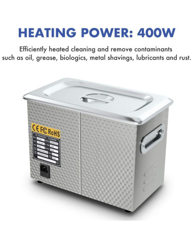 Limpiador Ultrasónico 6L DAREFLOW con Calentador y Temporizador