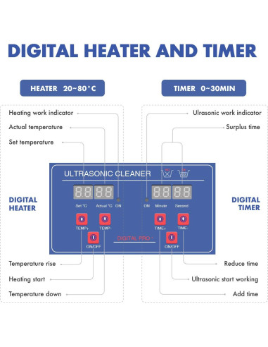Limpiador Ultrasónico 6L DAREFLOW con Calentador y Temporizador