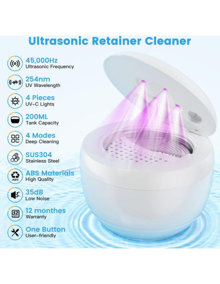 Limpiador Ultrasónico Xezacoi 200ML 45kHz para Dentaduras y Joyería