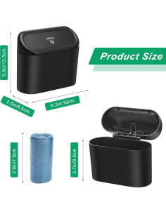 Basurero para Coche AHIER Mini Portátil con Tapa y 30 Bolsas 2