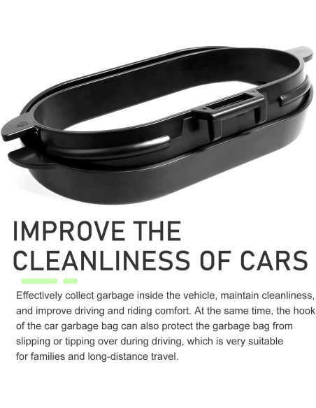 2 Piezas Marco de Bolsa de Basura para Auto getfay - ABS Negro