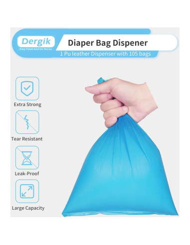 Dispensador de Bolsas Desechables Dergik para Pañales - 105 Bolsas