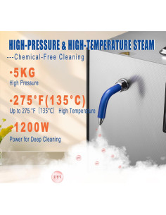 Limpiador de Joyas DZQ 2 en 1 Vapor 1200W Ultrasonido 40W 2