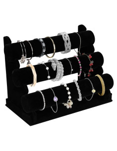 Soporte de Joyería Desmontable OSPNIEEK 3 Niveles Terciopelo Negro