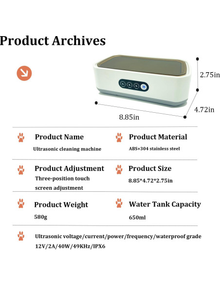 Limpiador Ultrasónico de Joyas Hyhxich JUC-650 650ml 49KHz