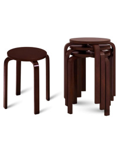 Juego de 4 Taburetes Apilables de Madera CHEFJOY 45.72 cm