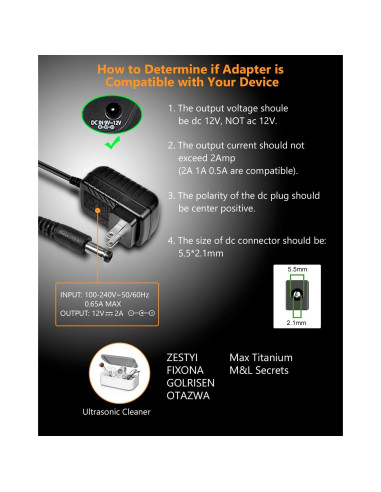Adaptador de corriente 12V 2A 24W Foyu con 8 conectores