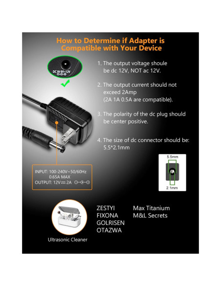 Adaptador de corriente 12V 2A 24W Foyu con 8 conectores