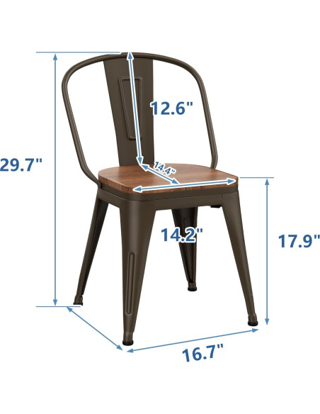 Conjunto de 4 Sillas de Comedor Arlunar de Metal 45.72 cm Conjunto de 4 Sillas de Comedor Arlunar de Metal 45.72 cm