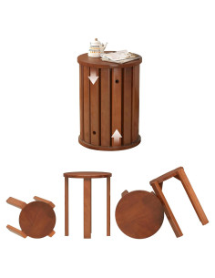 Juego de 4 Taburetes Apilables ENPKLUTE Madera Sándalo Rojo