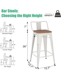 Juego de 4 Taburetes de Bar Arlunar 61 cm Metal y Madera 2