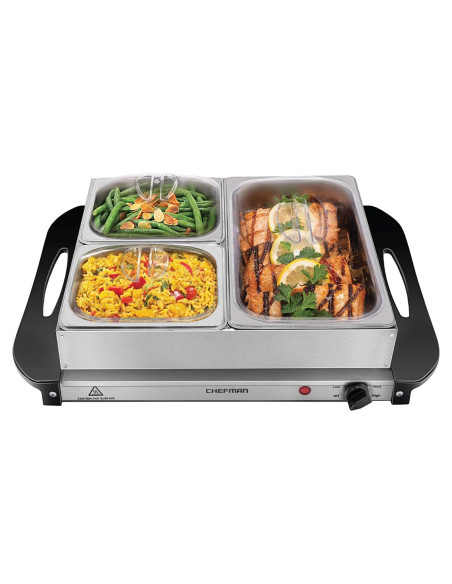 Servidor de Buffet Eléctrico Chefman con Bandeja Calentadora 35.56 cm