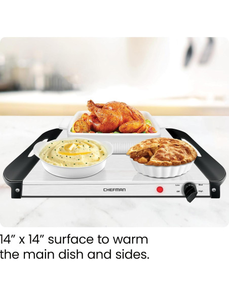 Servidor de Buffet Eléctrico Chefman con Bandeja Calentadora 35.56 cm