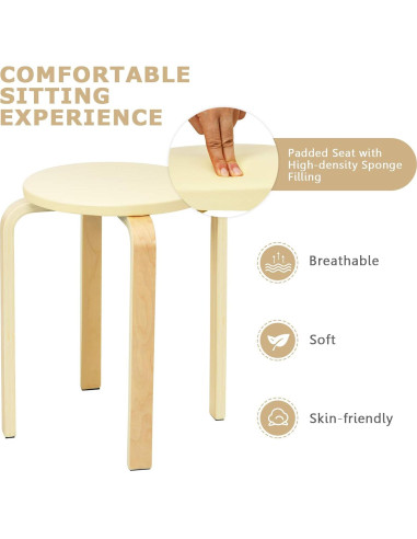 Juego de 4 Taburetes Apilables COSTWAY de Madera Curvada 47 cm