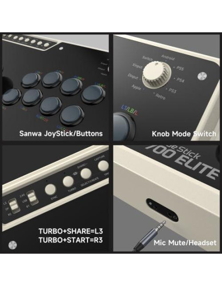 MAYFLASH F700 Elite Arcade Stick Sanwa para PS5, PS4, Switch