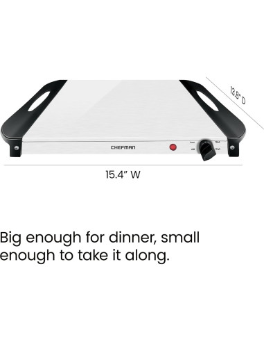 Servidor de Buffet Eléctrico Chefman con Bandeja Calentadora 35.56 cm