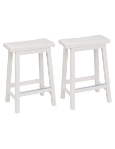 Taburete de cocina Amazon Basics blanco madera maciza 61 cm - Juego de 2