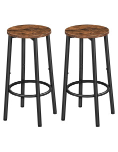 Juego de 2 Sillas de Bar HOOBRO Marrón Rústico 30x30x64 cm