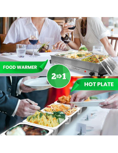 Servidor Buffet Calentador de Comida NutriChef 3 Bandejas 300W 2