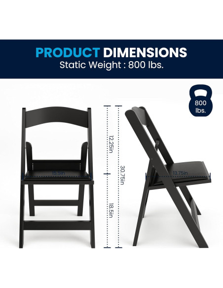 Juego de 4 Sillas Plegables Flash Furniture Negro 453.6 kg