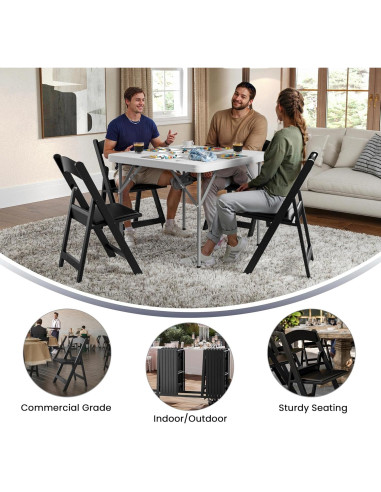 Juego de 4 Sillas Plegables Flash Furniture Negro 453.6 kg