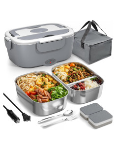 Lonchera Eléctrica Sitlais 80W 1.5L Acero Inoxidable Gris