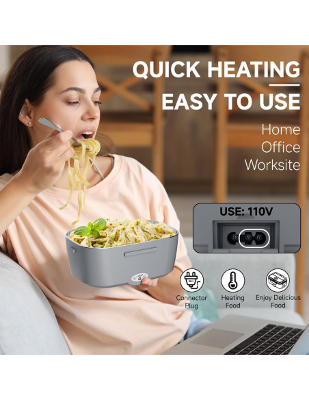 Lonchera Eléctrica Sitlais 80W 1.5L Acero Inoxidable Gris