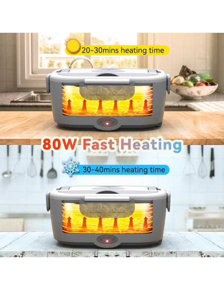 Lonchera Eléctrica Sitlais 80W 1.5L Acero Inoxidable Gris