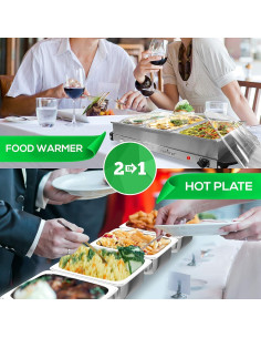 Calentador de Buffet NutriChef Acero Inoxidable 3 Bandejas 3.3L 2