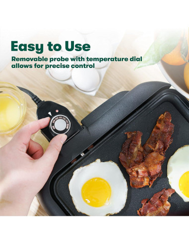 Plancha Eléctrica BELLA 1500W con Bandeja Calentadora 25.4x45.7cm