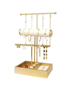 Soporte Organizador de Joyería Funlove Oro 3-en-1 para Collares y Anillos