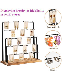 Soporte de Exhibición de Aretes DGWJSU Madera Rústica 39.4 cm 2