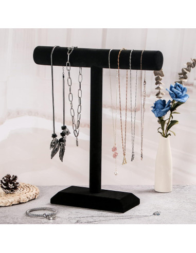 Soporte para Collares Pangkeep de Terciopelo Negro 35 cm