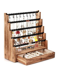 Organizador de Joyería Pinzoveco de Madera Rústica 5 Capas