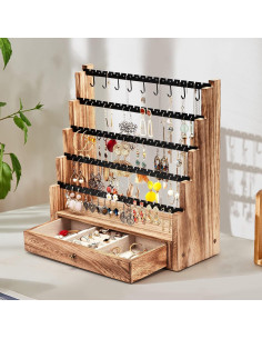 Organizador de Joyería Pinzoveco de Madera Rústica 5 Capas 2