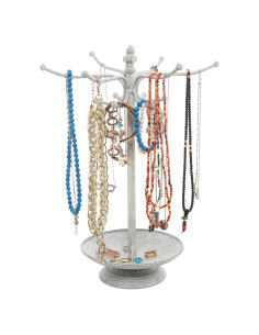 Organizador de Joyería de Metal MyGift Blanco Vintage 12 Ganchos