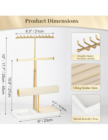 Soporte Organizador de Joyería Tirzah Ajustable 3 Niveles