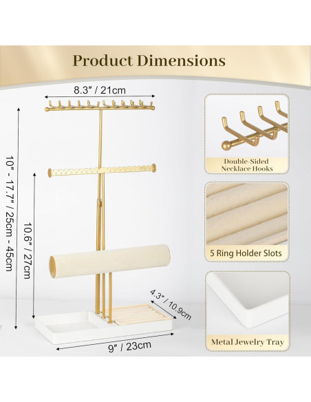 Soporte Organizador de Joyería Tirzah Ajustable 3 Niveles Soporte Organizador de Joyería Tirzah Ajustable 3 Niveles