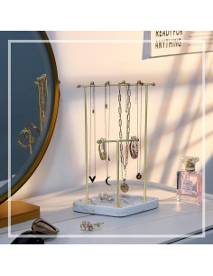 Soporte Organizador de Joyería Emibele con Bandeja de Resina 2