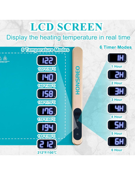 Bandeja Calentadora Eléctrica HONSREO 60x36.8cm 6 Modos Temperatura