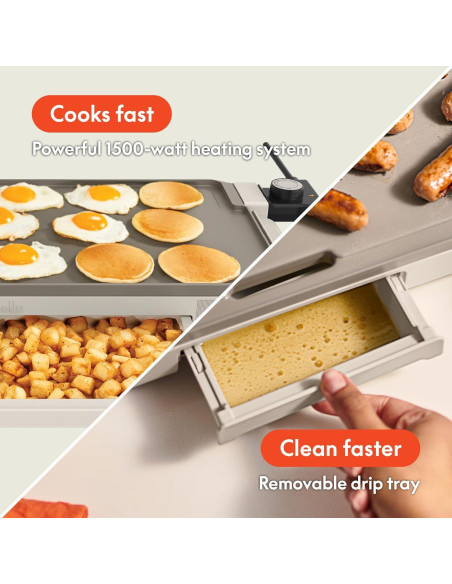 Plancha Eléctrica Bella 10" x 20" Cerámica 1500W con Bandeja