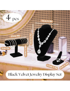 Conjunto de Exhibición de Joyería Wenqik 4 Piezas Terciopelo 2