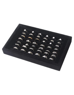 Soporte Organizador de Joyería Pangkeep para 42 Anillos Negro
